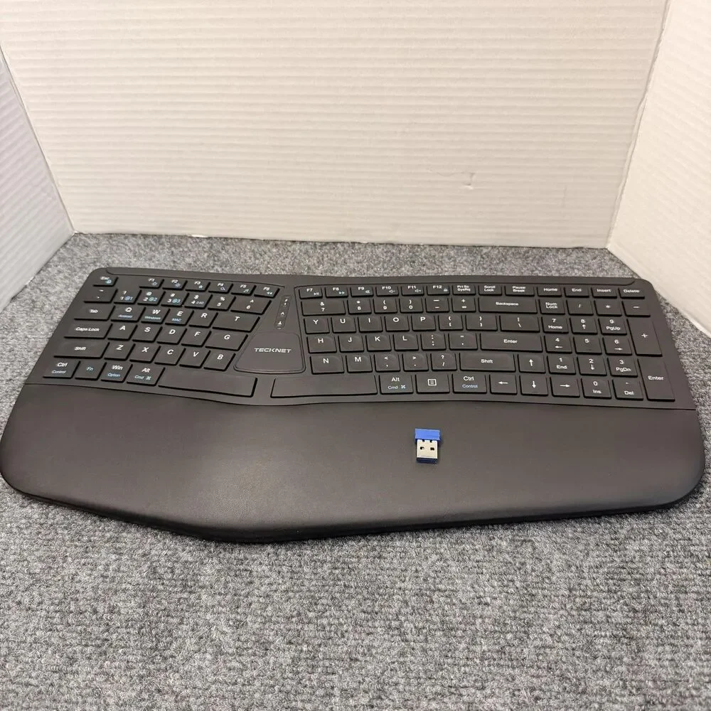 TeckNet TK-KB030 Wireless Ergonomic Keyboard USB-C Rechargeable Black PC Mac